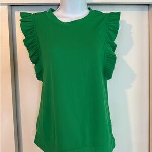 Ruffle Sleeve Green Top
